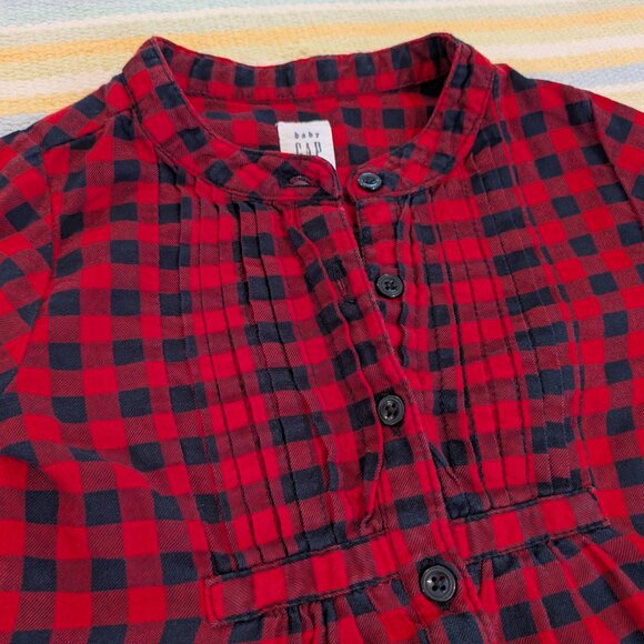 GAP Red & Navy plaid flannel tunic size 4T - Picture 3 of 5